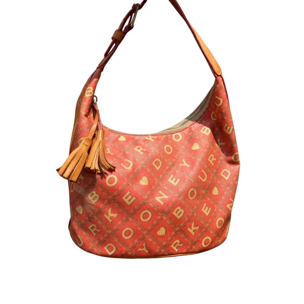 Dooney & Bourke orange and Tan Hobo Bag with Tassel Detail